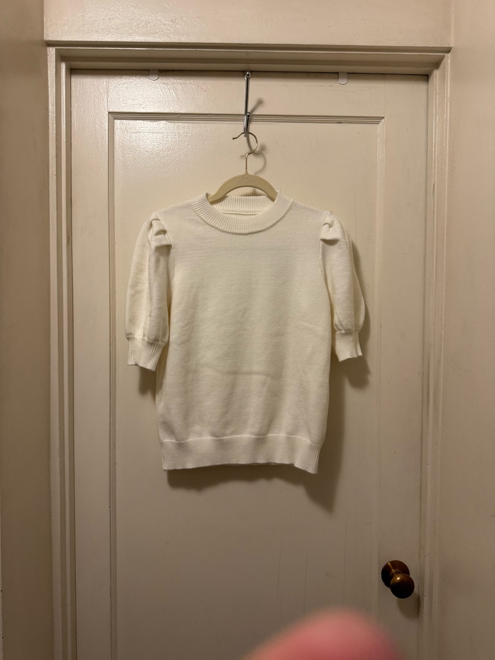 Cream Puff-Sleeve Knit Top - Women's Cream Sweater